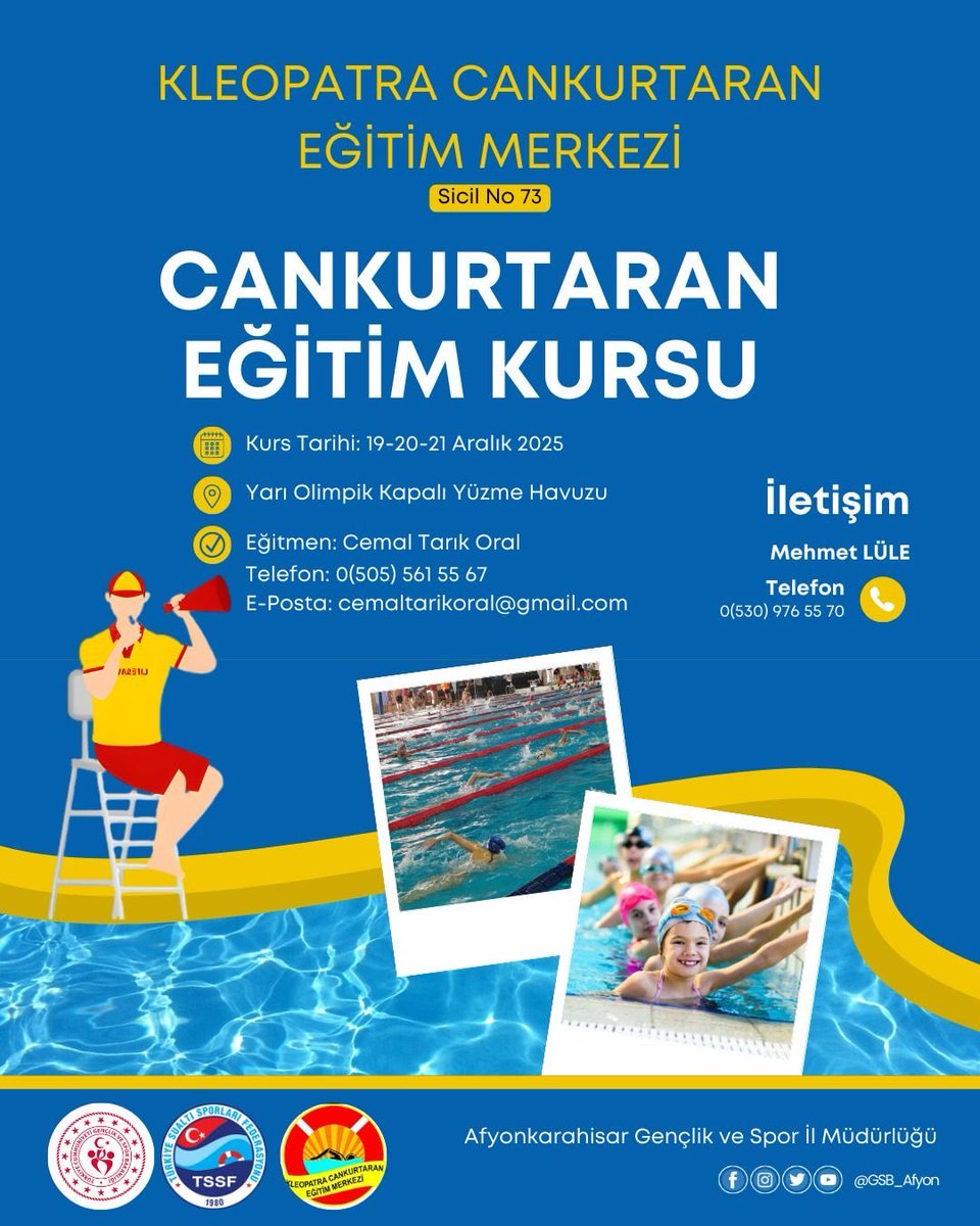 Afyonkarahisar'da TSSF Onaylı Cankurtarma Kursu Düzenleniyor