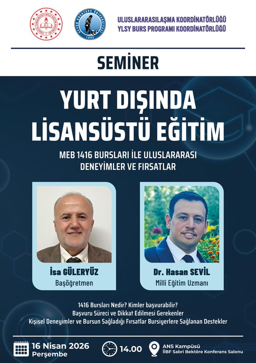 Afyon Kocatepe Üniversitesi'nde Yurt Dışı Lisansüstü Eğitim Semineri Bugün