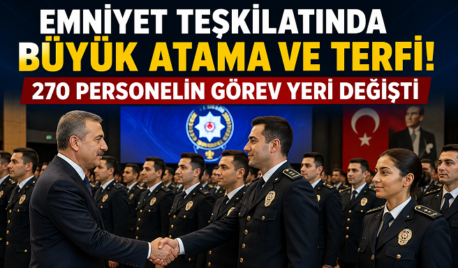 Emniyet Teşkilatında Büyük Atama ve Terfi! 270 Personelin Görev Yeri Değişti