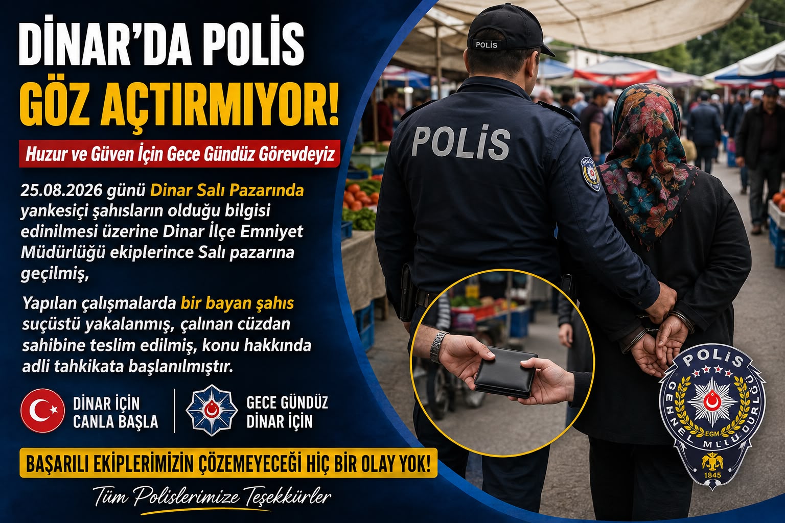 Dinar’da Polis Ekiplerinden Yankesicilere Geçit Yok